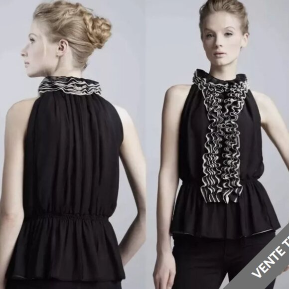 Neiman Marcus Robert Rodriguez For Target Black Ruffle Neckline Tank - Picture 3 of 10